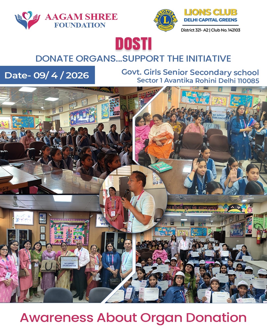 Organ Donation Awareness Program at Govt. Girls Senior Secondary School, Rohini – Empowering Young Minds